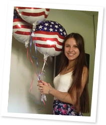 US Exchange Student ASSE Exchange Student Holding Balloons from Host Family