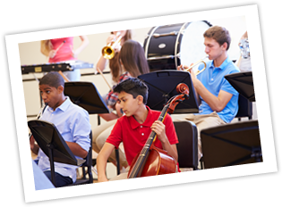 Band Exchange Students Playing Instruments